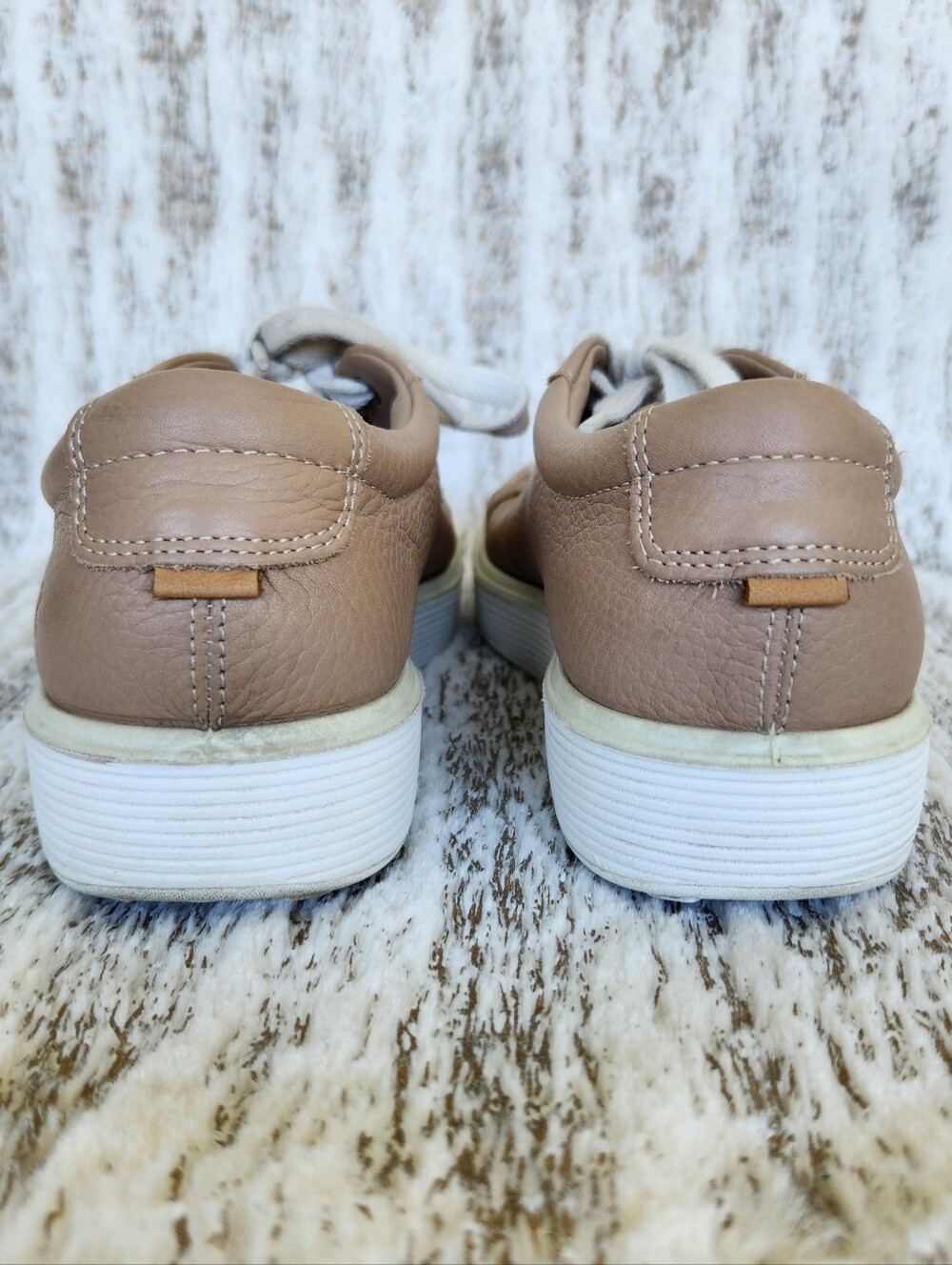 Ecco "Soft 60" Leather Sneakers Nude Tan Low Lace-up | Women's Size US 8 / 39 - Picture 5 of 12